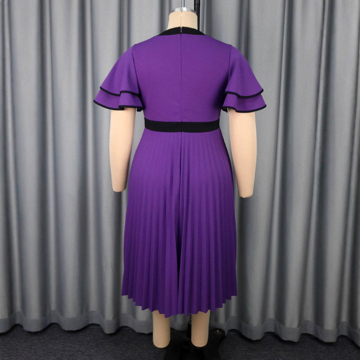 Women's pleated midi dress with elegant ruffle details StylebySassy