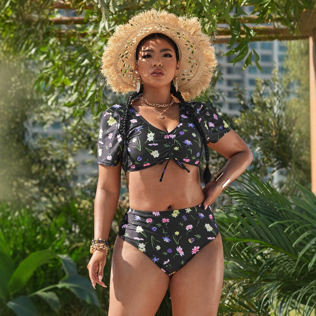 Women's bikini set with romantic ruffle details and floral pattern StylebySassy