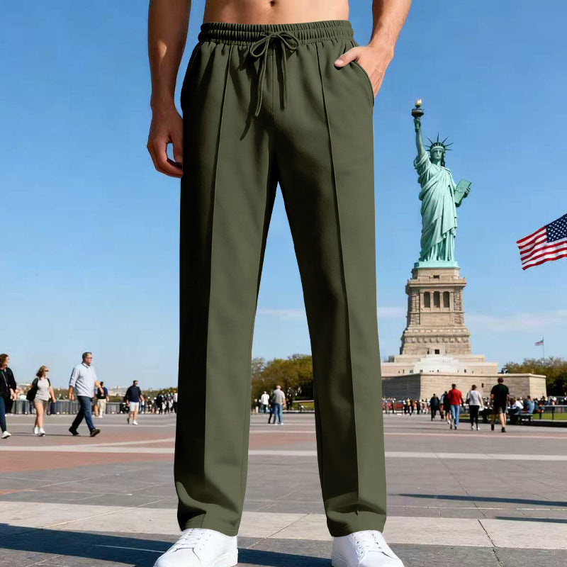 Men's casual-elegant pleated sweatpants with crease, elastic drawstring waistband and side pockets StylebySassy