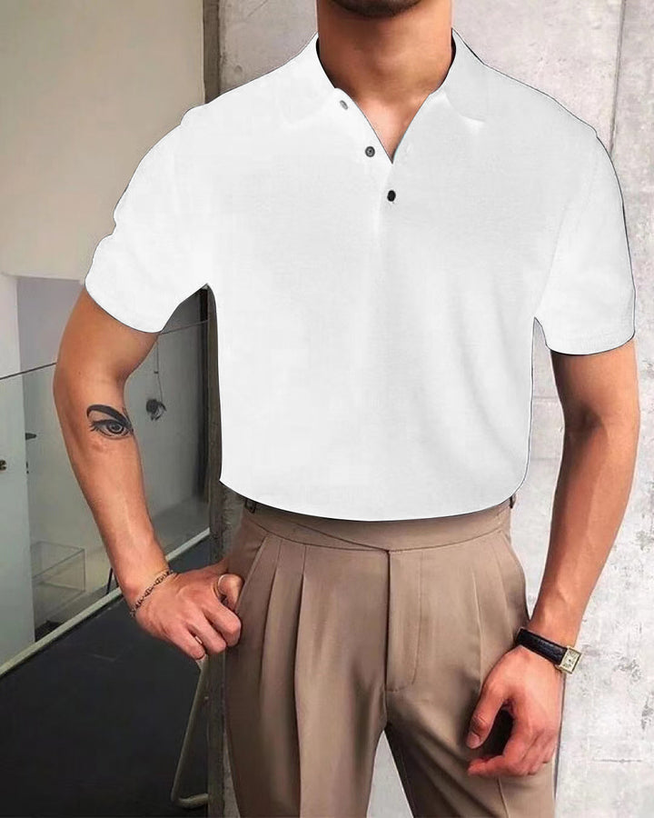 Men's nano Premium fine knit polo shirt with open shirt collar and subtle button placket StylebySassy