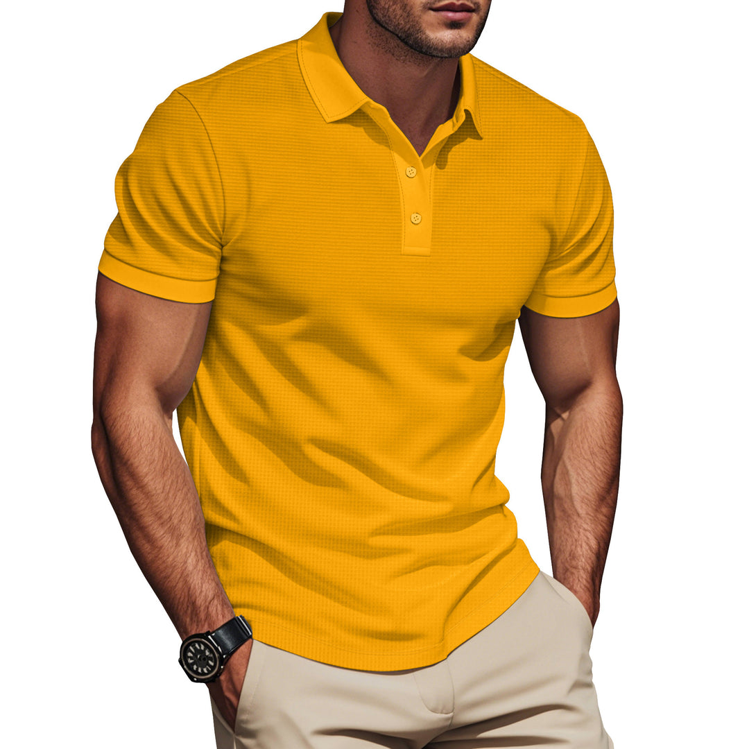 Men's elegant structured polo shirt with Kent collar, short button placket and breathable stretch jersey StylebySassy