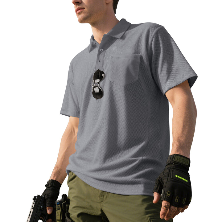 Men's functional short-sleeve polo shirt with breast pocket, integrated pen loop and micro-perforated ventilation StylebySassy