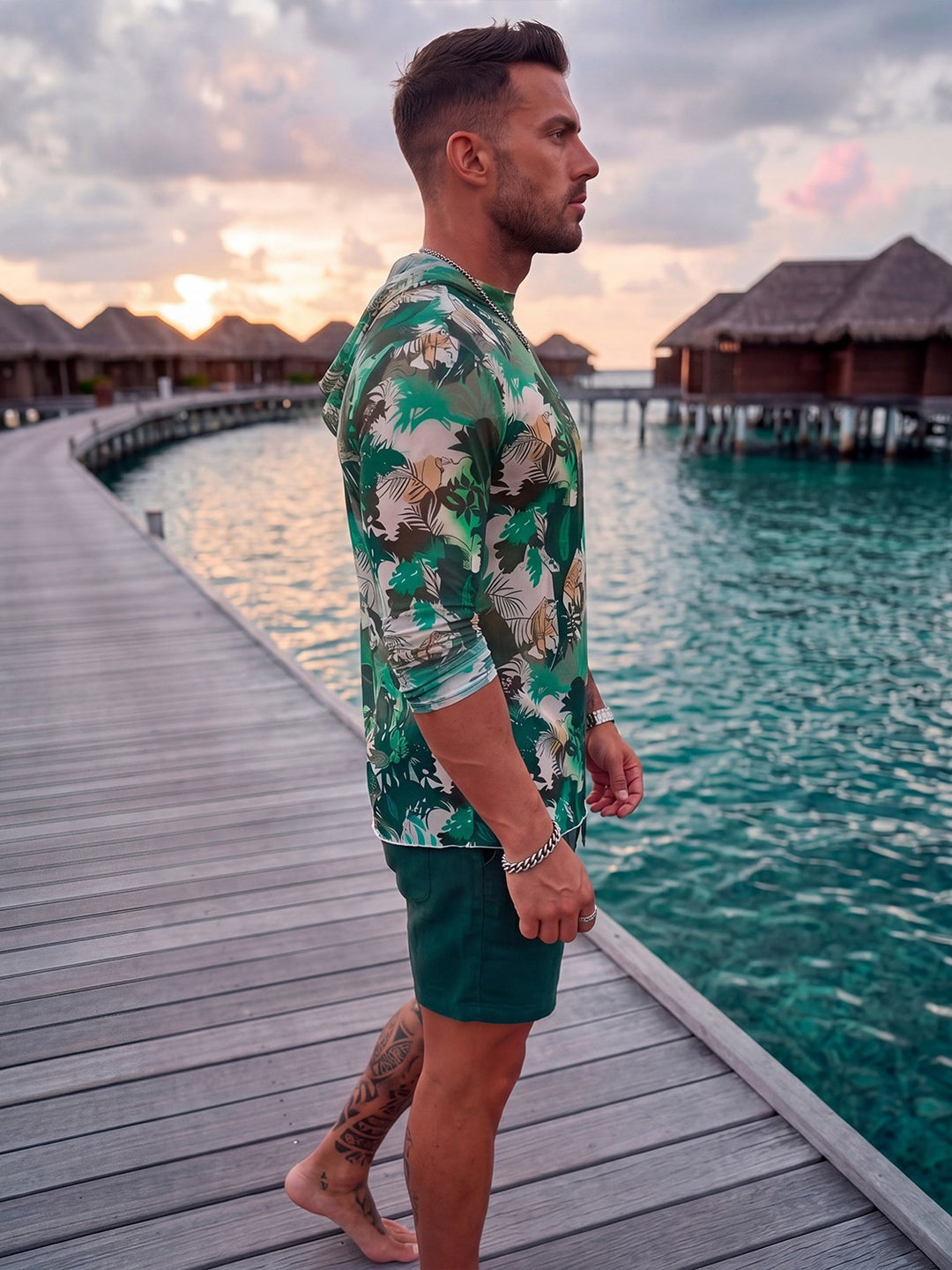 Men's Long Sleeve Shirt with Floral Pattern StylebySassy