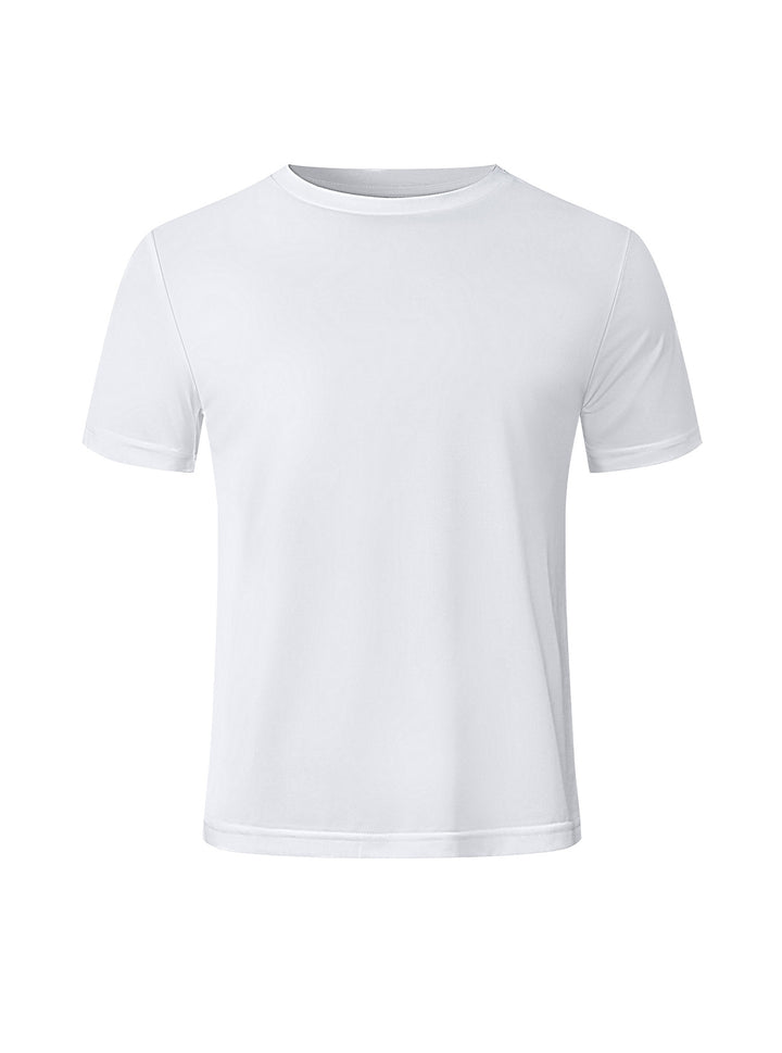 Men's melange functional T-shirt with round neck, lightweight cotton blend and breathable structure StylebySassy