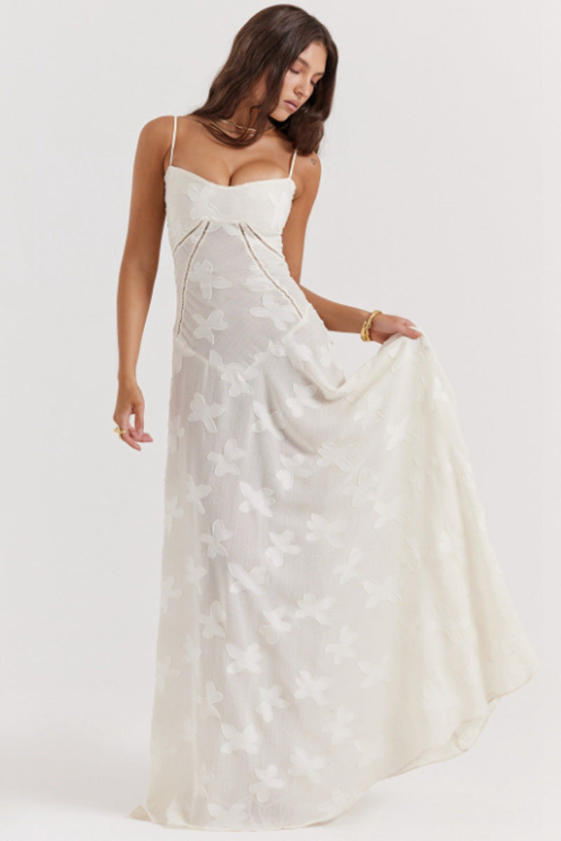 Women's figure-hugging maxi dress with bodice construction and spaghetti straps StylebySassy