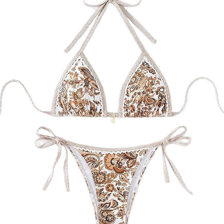 Ladies Triangle Bikini with Floral Vintage Pattern StylebySassy