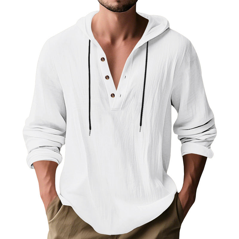 Men's casual hoodie with button placket and slim fit StylebySassy