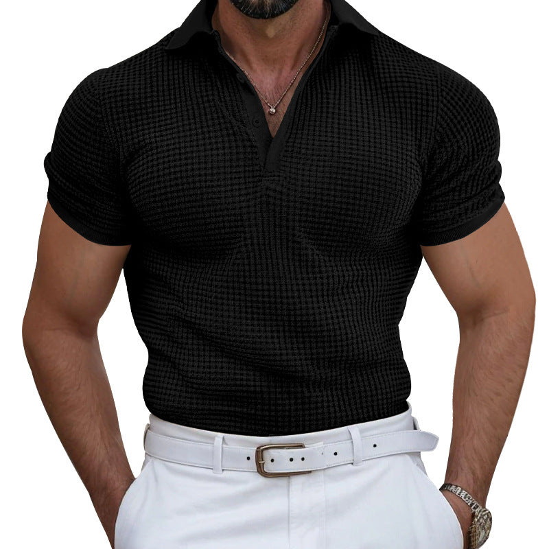 Men's structured piqué polo shirt made of cotton blend with reinforced polo collar StylebySassy