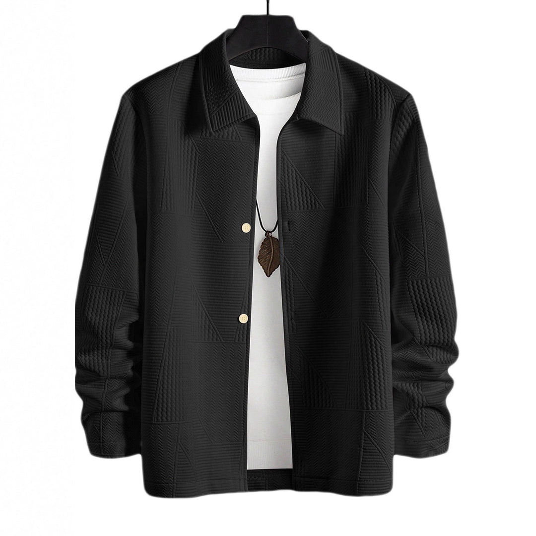 Men's structured shirt jacket in patchwork relief with shirt collar StylebySassy