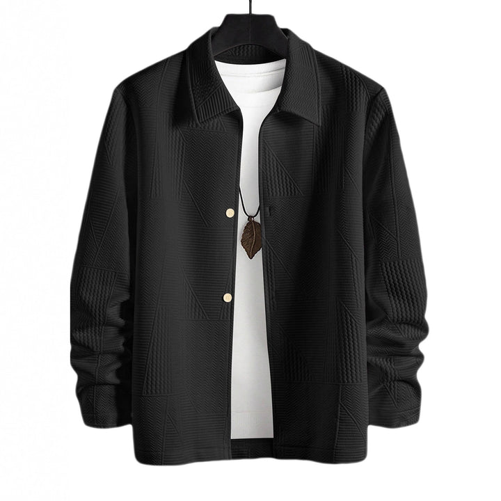 Men's structured shirt jacket in patchwork relief with shirt collar StylebySassy