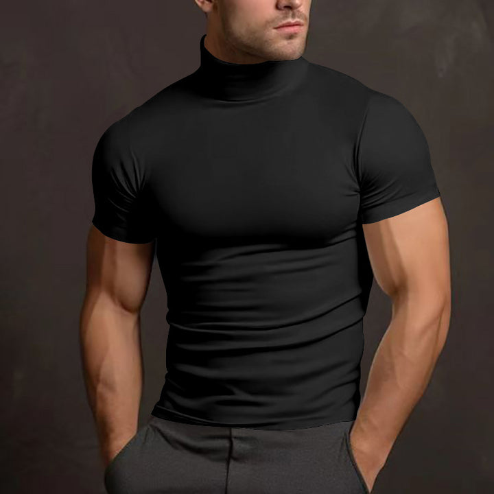 Men's fitted elastic short sleeve roll neck top StylebySassy