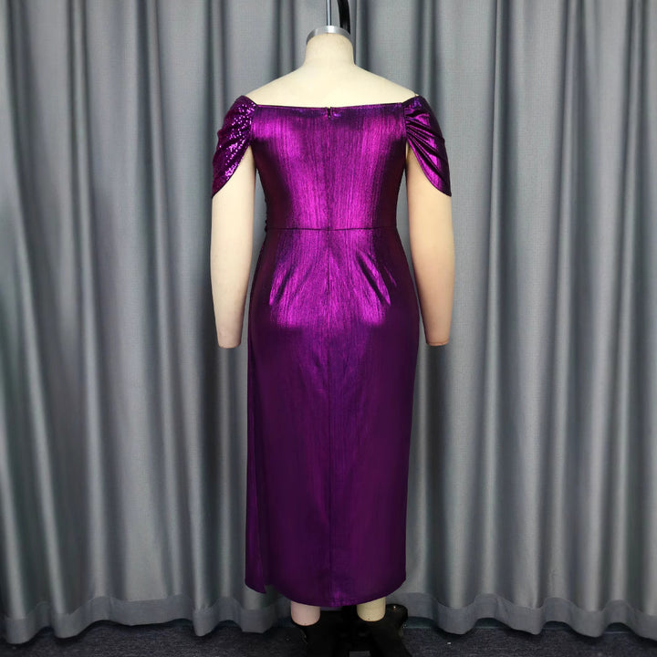 Women glamorous evening dress with shiny top and elegant draping StylebySassy