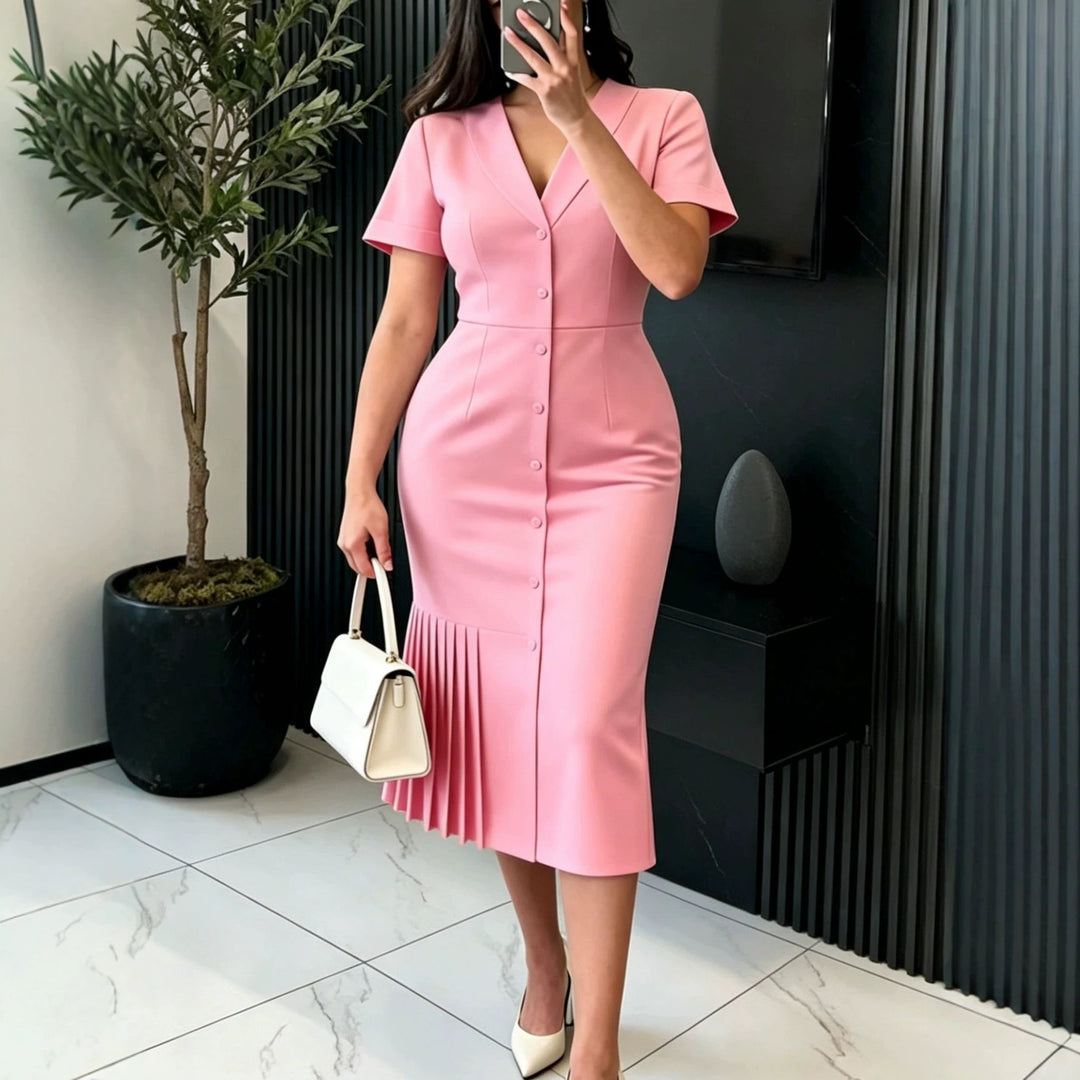 Women's figure-flattering midi dress with pleated details StylebySassy