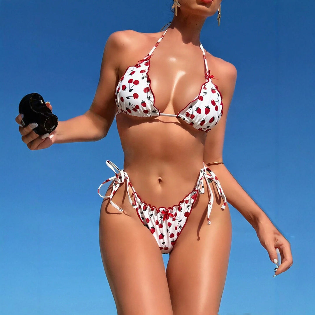 Women's Triangle Bikini with playful cherry pattern StylebySassy