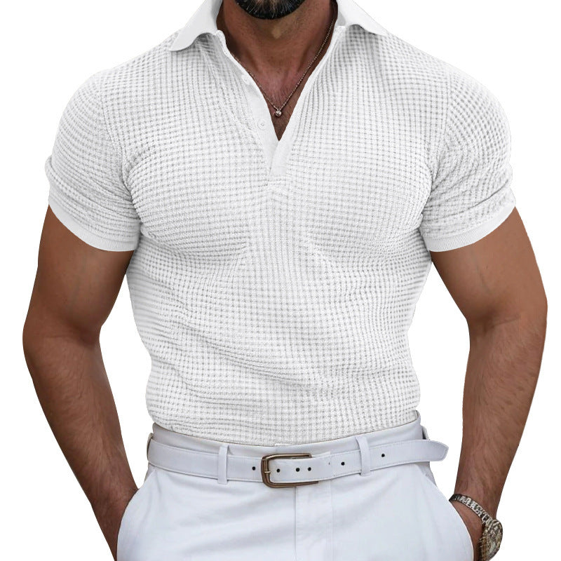 Men's structured piqué polo shirt made of cotton blend with reinforced polo collar StylebySassy