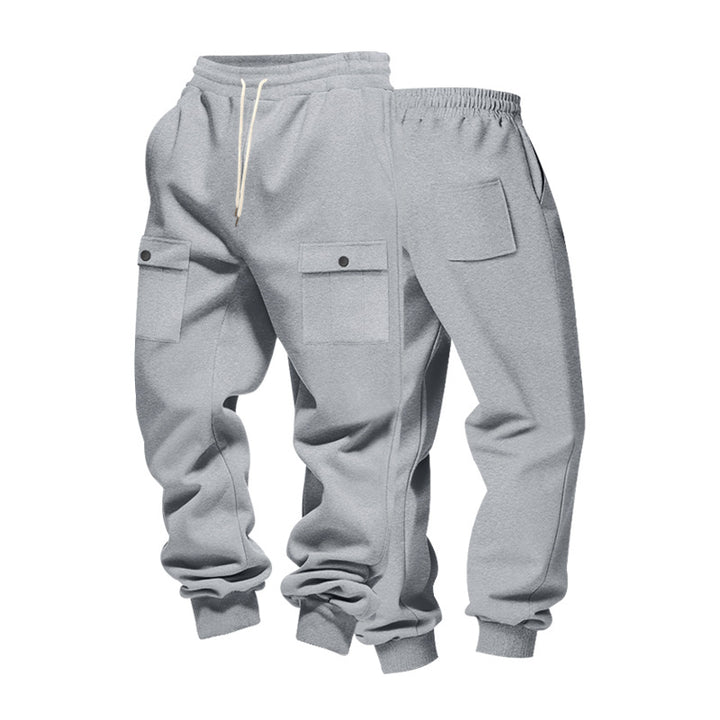 Men's cargo joggers with flap pockets, drawstring waistband, and ribbed ankle cuffs StylebySassy