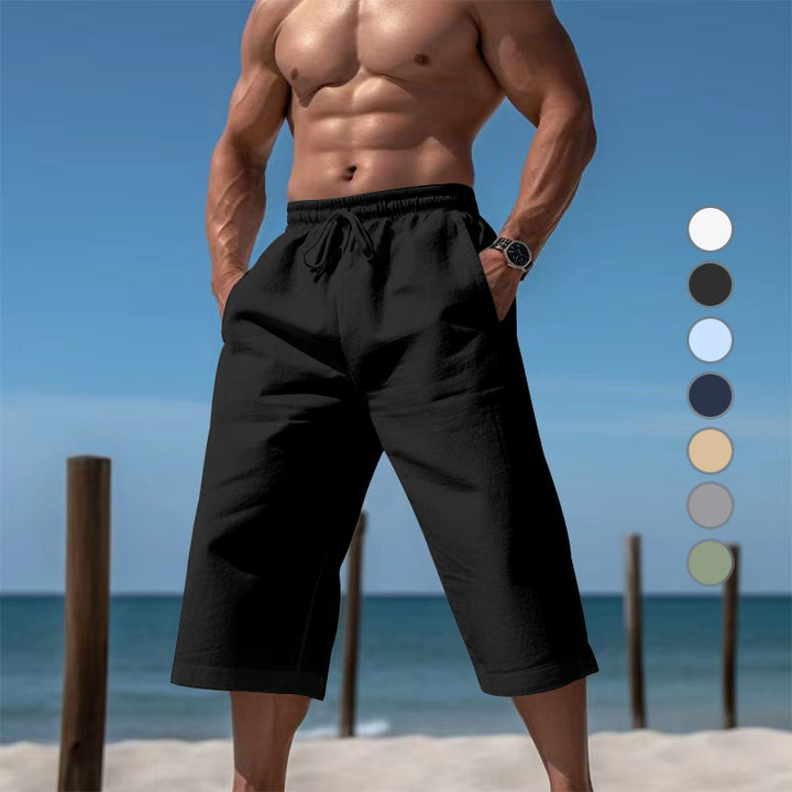 Men's casual knee-length Bermuda shorts with elastic waistband and drawstring StylebySassy