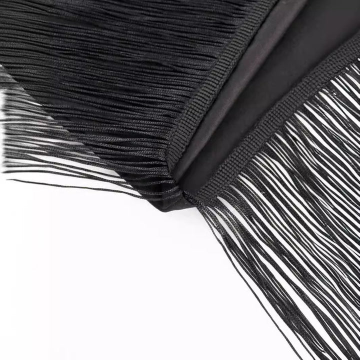 Women’s dress with fringes and deep V-neck StylebySassy