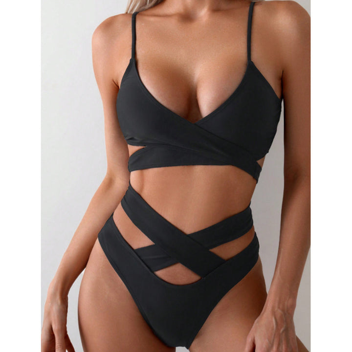 Ladies high-waisted cut-out bikini with sophisticated wrap design StylebySassy