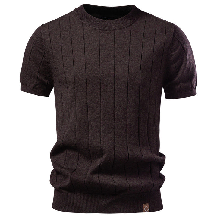 Men's lightweight short-sleeve knit pullover with fine rib structure and round neck StylebySassy