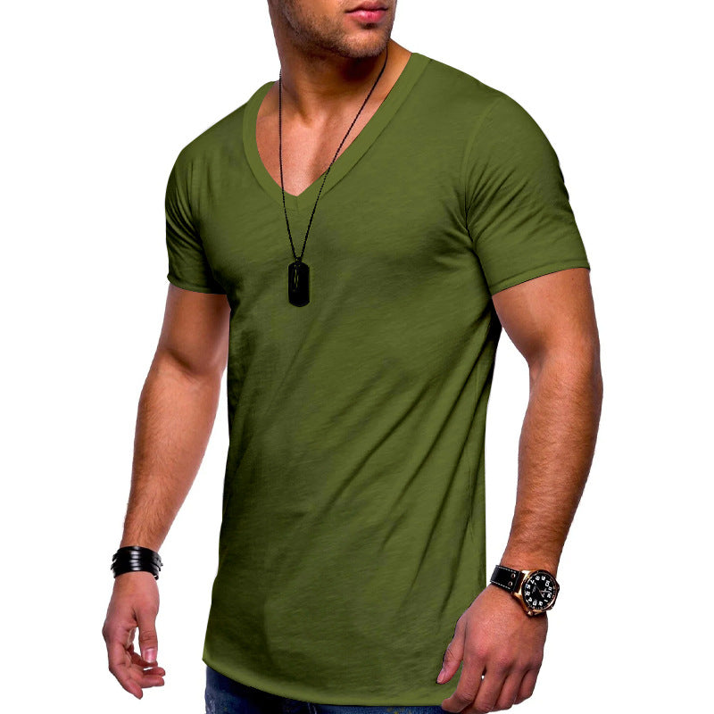 Men's V-neck T-shirt made of fine jersey with slim silhouette and flat seams StylebySassy