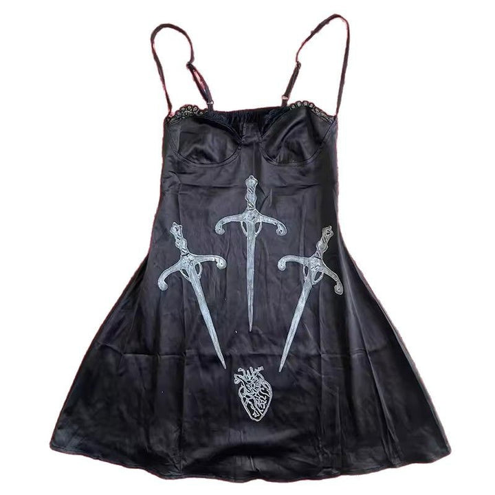 Women's Playful Satin Dress with Art Graphics StylebySassy