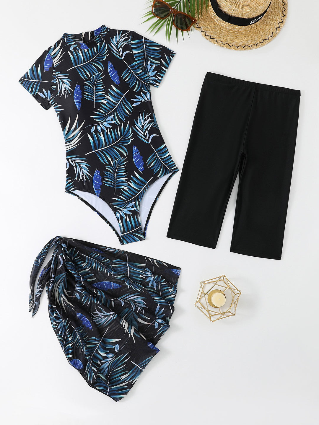 Women's Fashionable Rashguard with Combined Swim Shorts StylebySassy