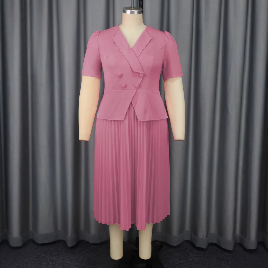 Ladies Pleated Dress with Elegant Blazer StylebySassy