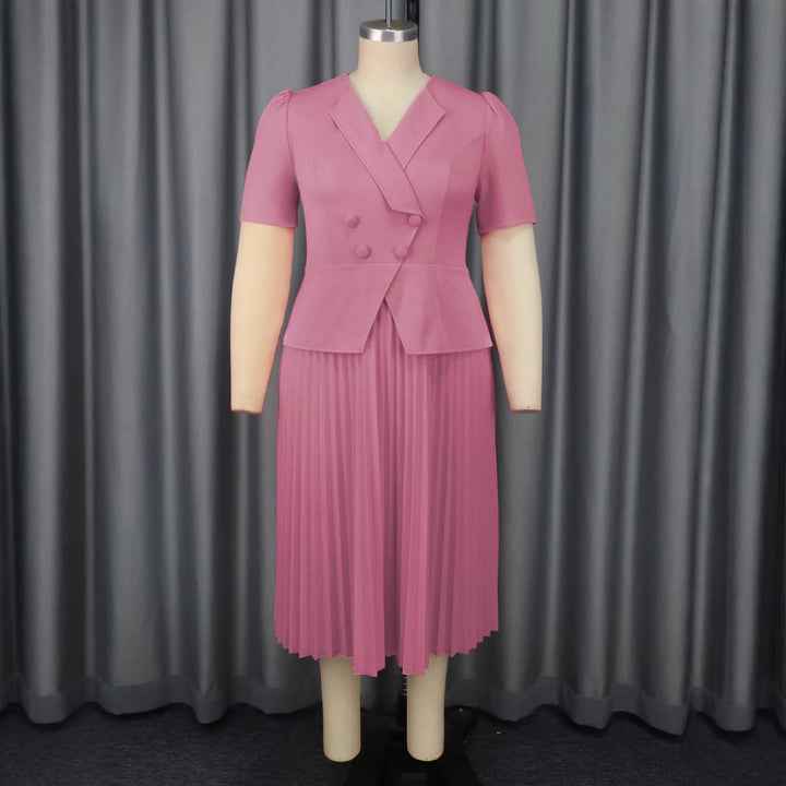 Ladies Pleated Dress with Elegant Blazer StylebySassy
