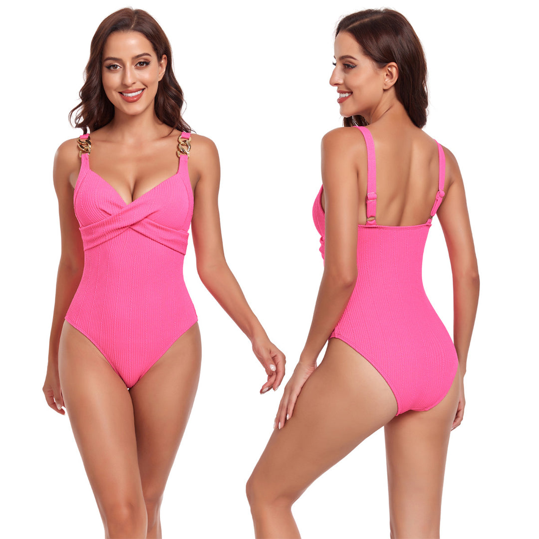 Women's bikini with crossover band design and golden accents StylebySassy