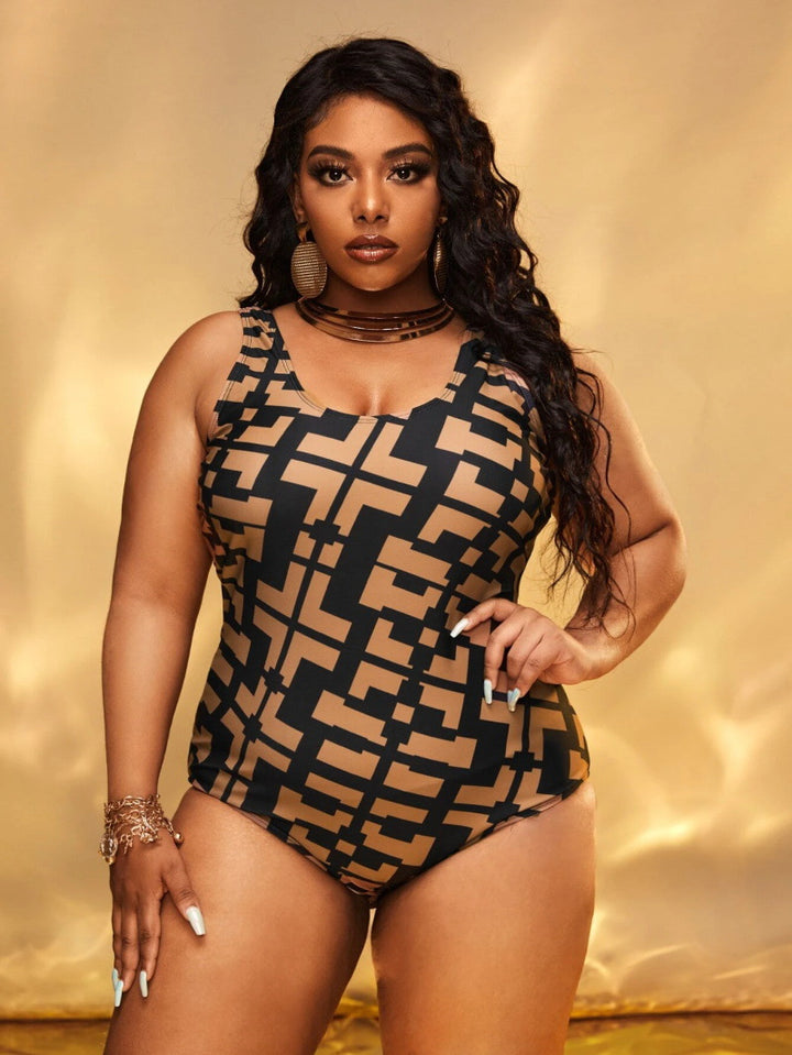 Women's One-Piece Swimsuit with Modern Geometric Design StylebySassy