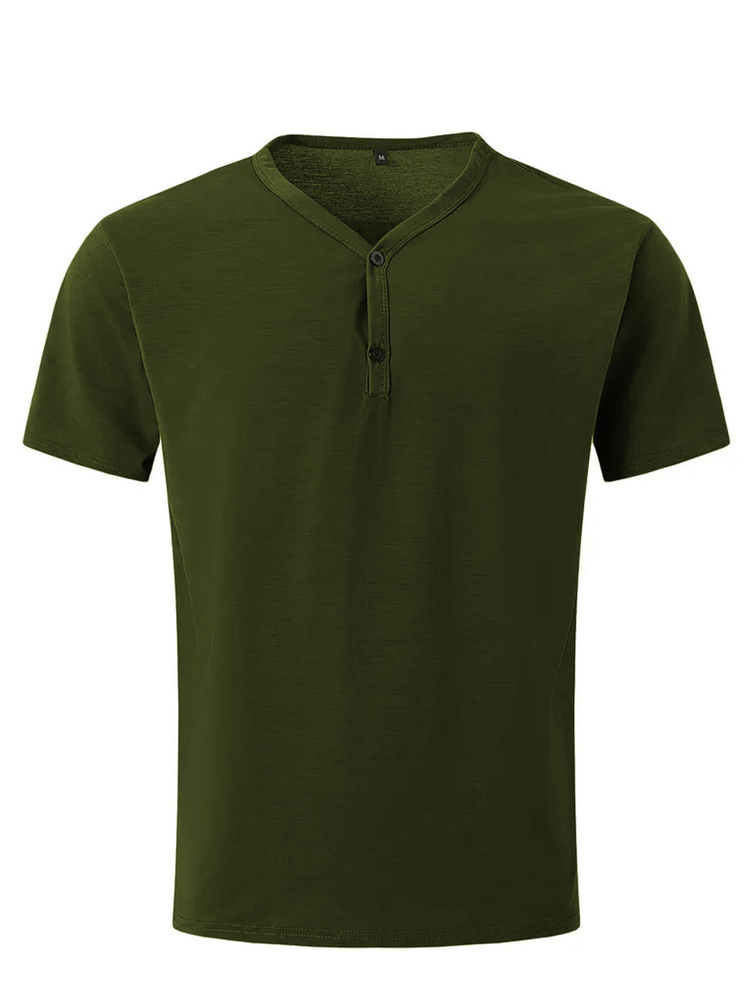 Men's short-sleeved Henley shirt with V-neck and two-button placket made of cotton blend StylebySassy