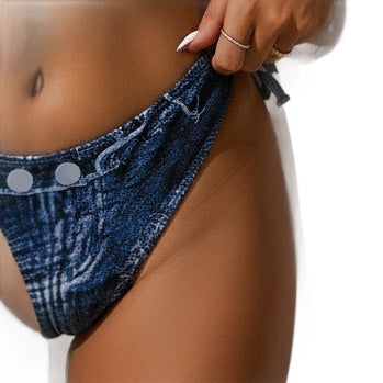 Women's Triangle Bikini with Denim Look StylebySassy