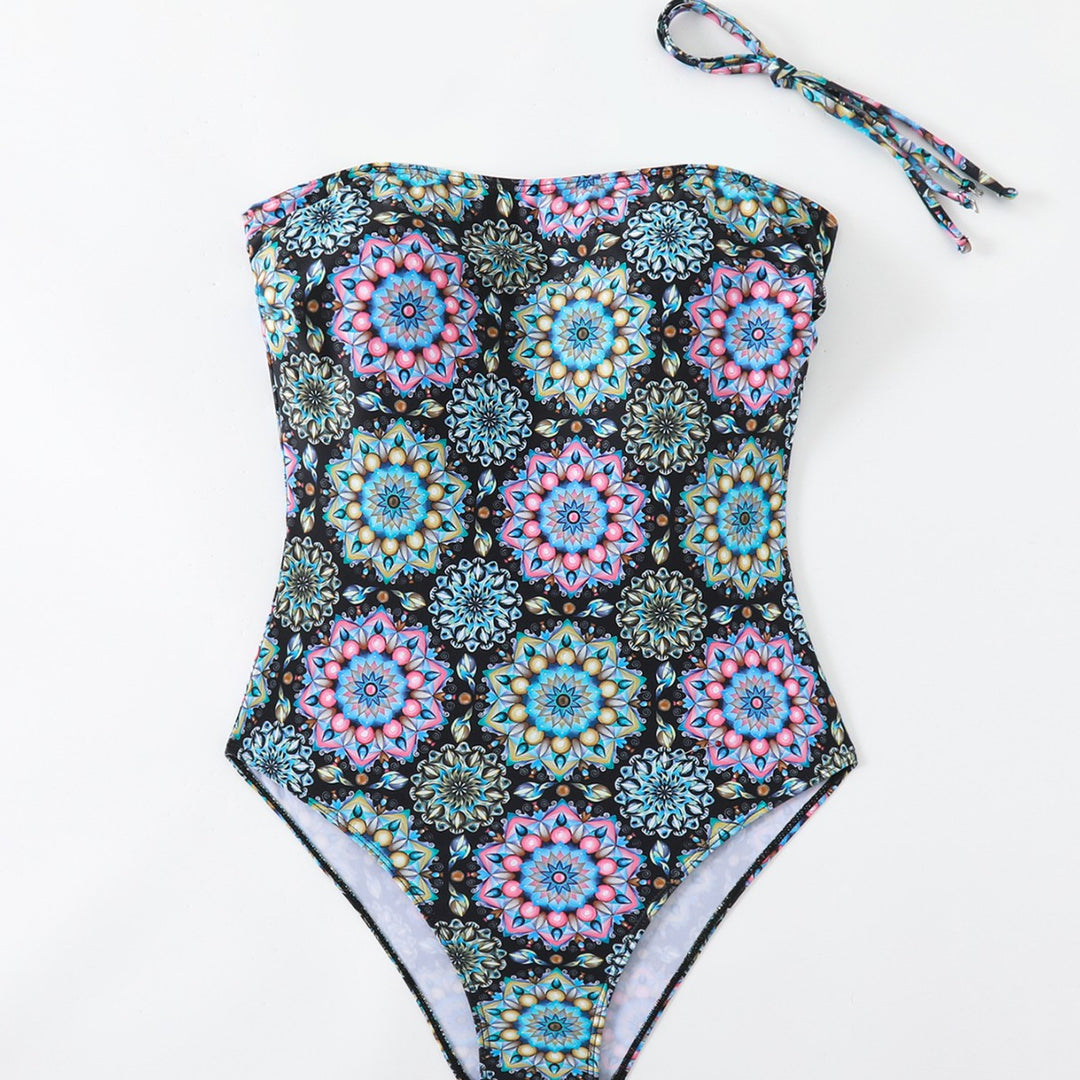 Women's bandeau swimsuit with unique mandala pattern StylebySassy