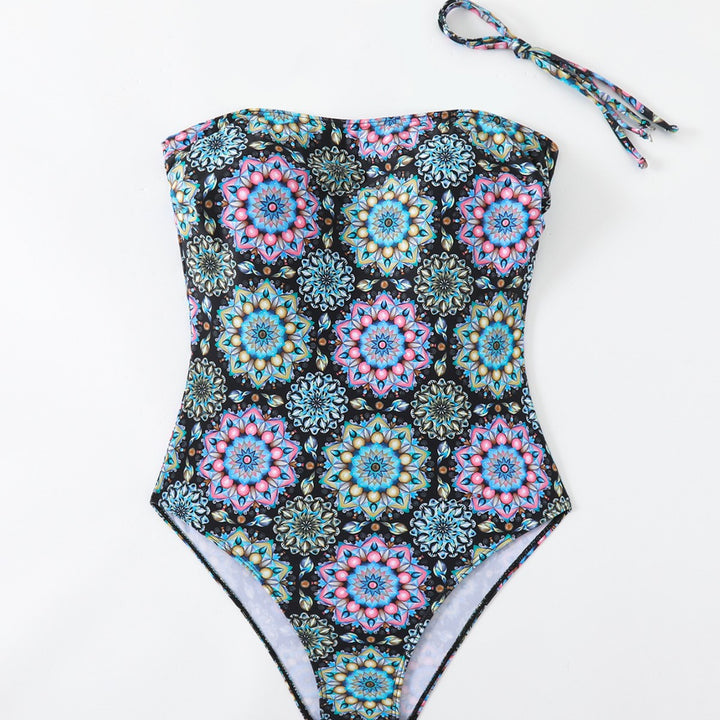 Women's bandeau swimsuit with unique mandala pattern StylebySassy