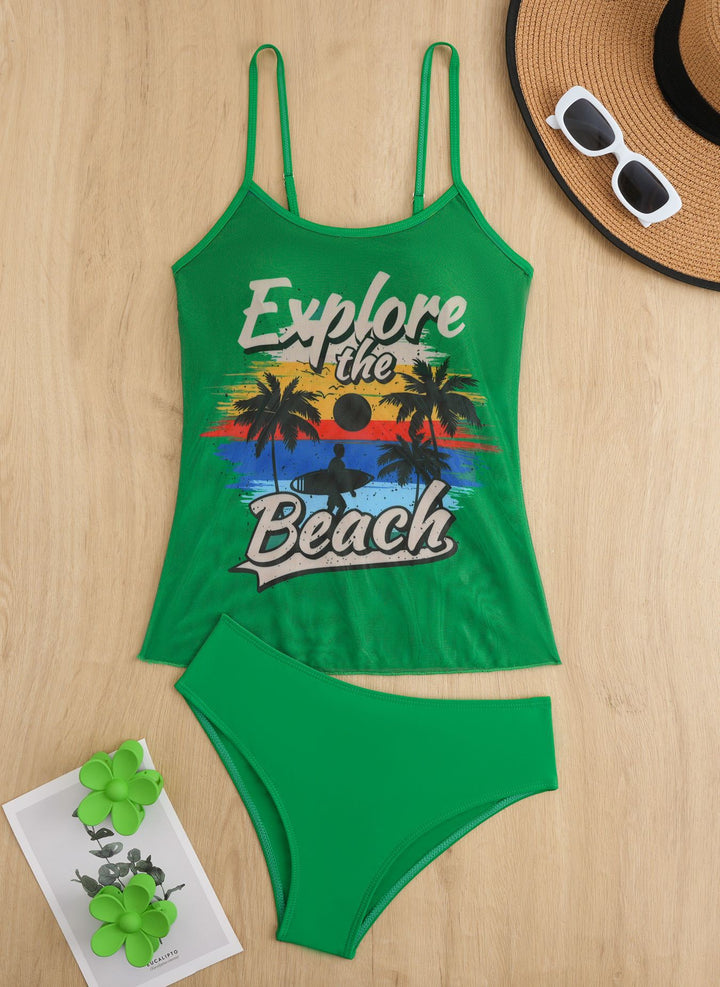 Women's Sporty Tankini Set with Trendy Print StylebySassy