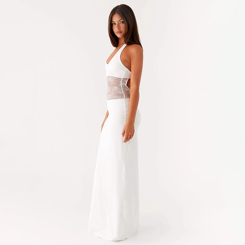 Women Elegant Maxi Dress with Romantic Lace Center StylebySassy