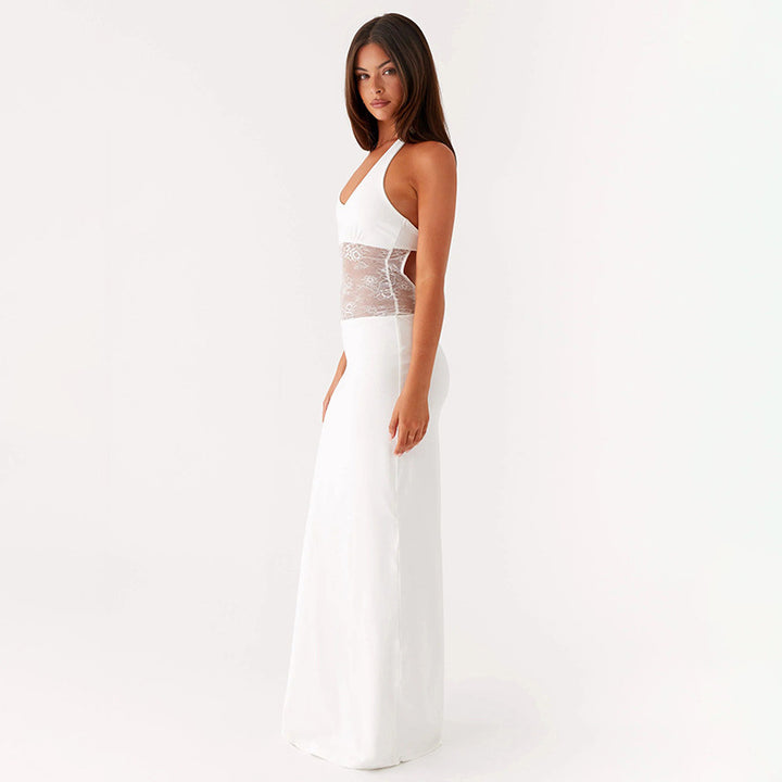 Women Elegant Maxi Dress with Romantic Lace Center StylebySassy