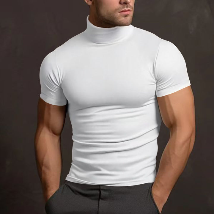 Men's body-hugging short-sleeve roll-neck shirt made of stretch jersey StylebySassy