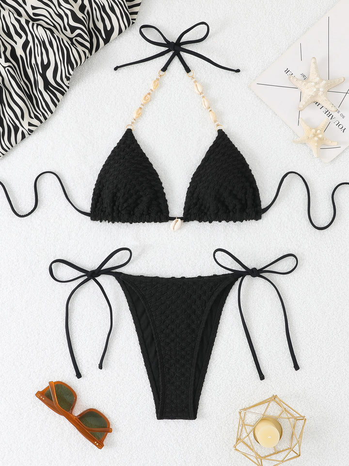 Women's braided bikini with decorative pearls StylebySassy
