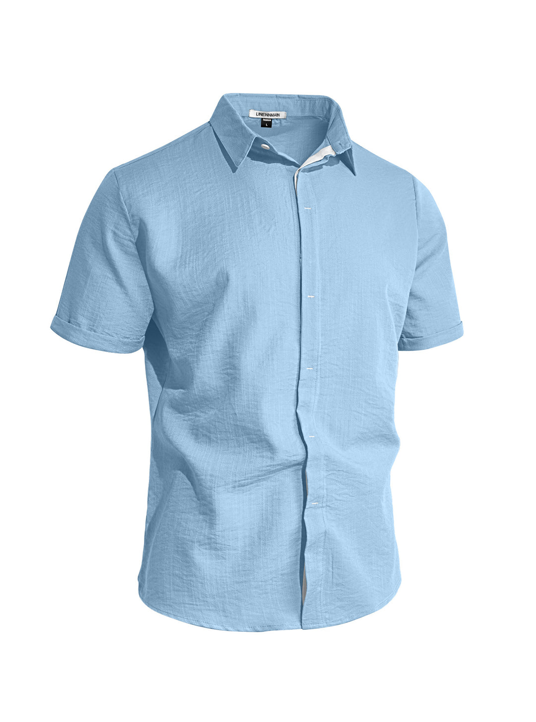 Men's breathable linen shirt with kent collar and rolled-up sleeves StylebySassy