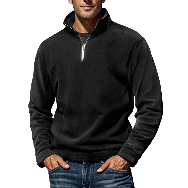 Men's Nano Fleece Half-Zip Pullover with Stand-Up Collar and Ribbed Cuffs StylebySassy
