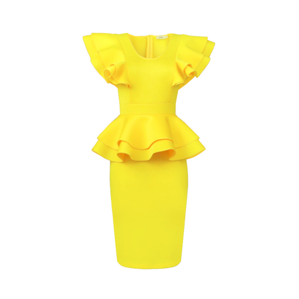 Ladies fitted dress with voluminous ruffle hem StylebySassy