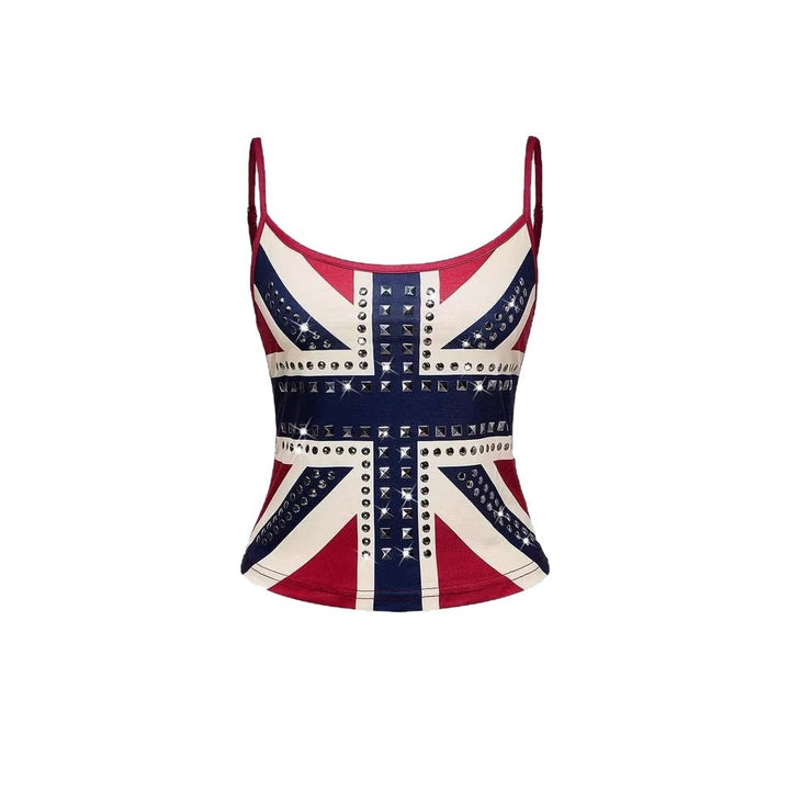 Women's tank top with stylish Union Jack design and studs StylebySassy