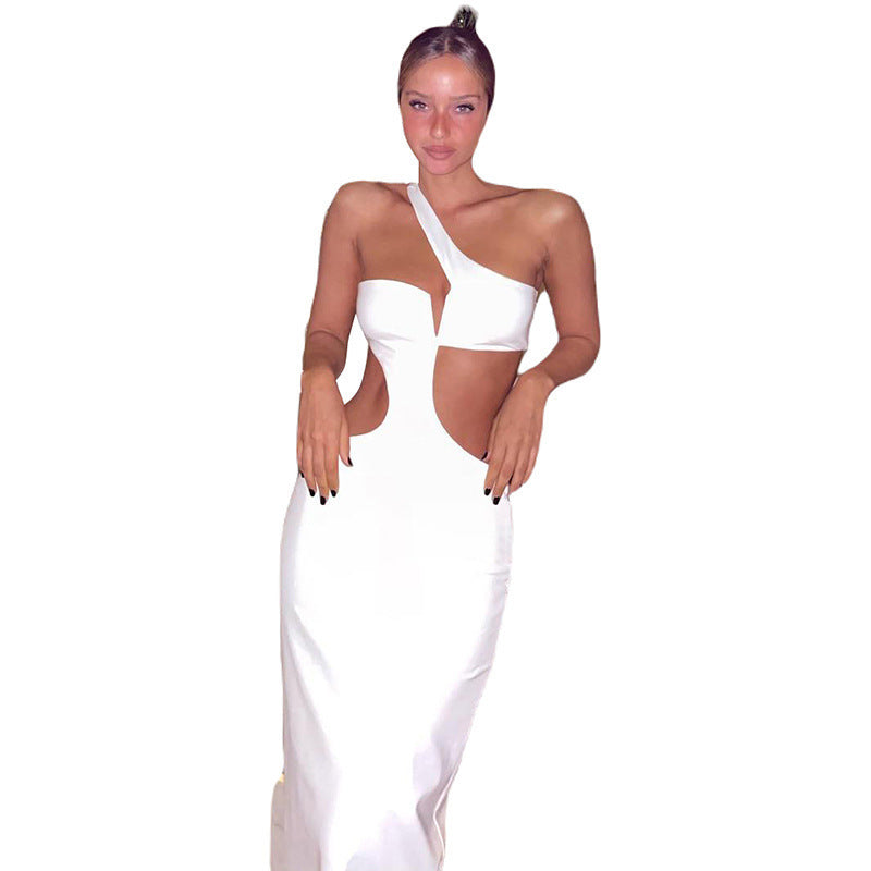 Women's Off-Shoulder Evening Dress with Asymmetric Neckline StylebySassy