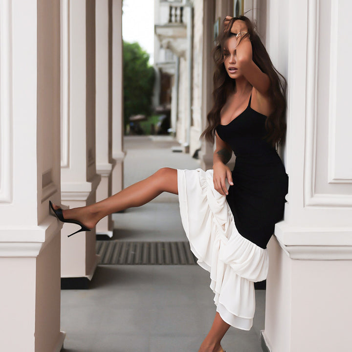 Women Long Sleeve Maxi Dress with Ruffle Hem StylebySassy