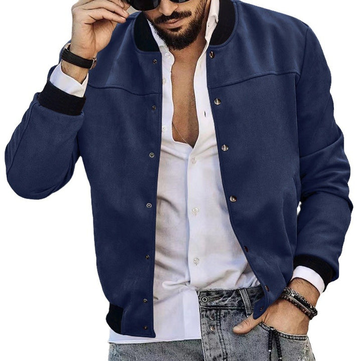 Men's bomber jacket in suede look with snap button closure and arm pocket StylebySassy