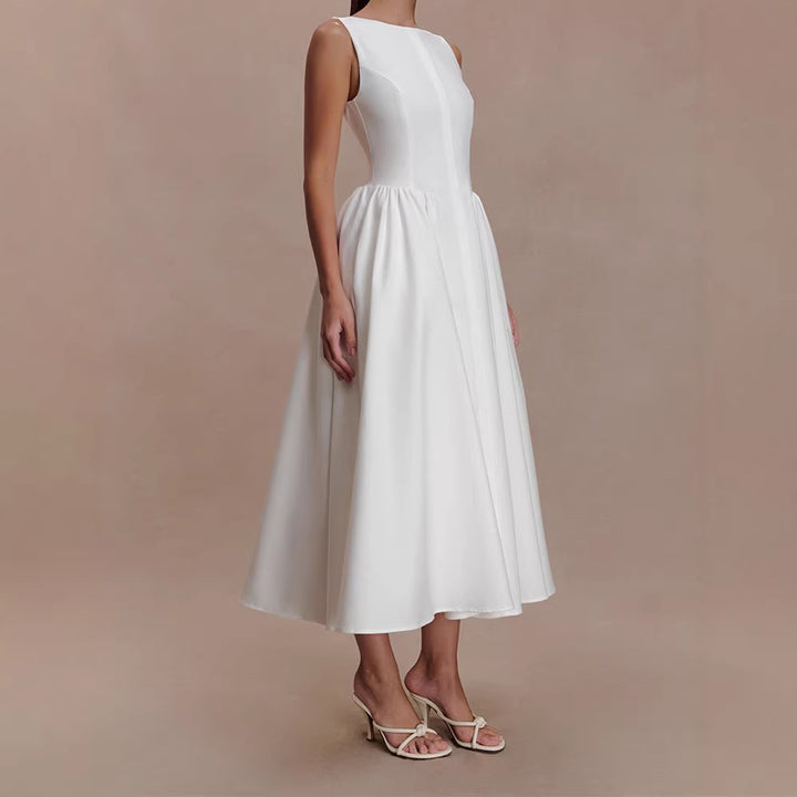 Women Elegant Midi Dress with Feminine A-Line Skirt StylebySassy