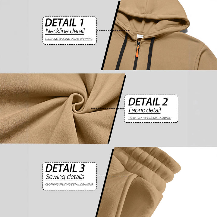 Men's casual half-zip hoodie with kangaroo pocket and cargo jogging pants with zipper details StylebySassy