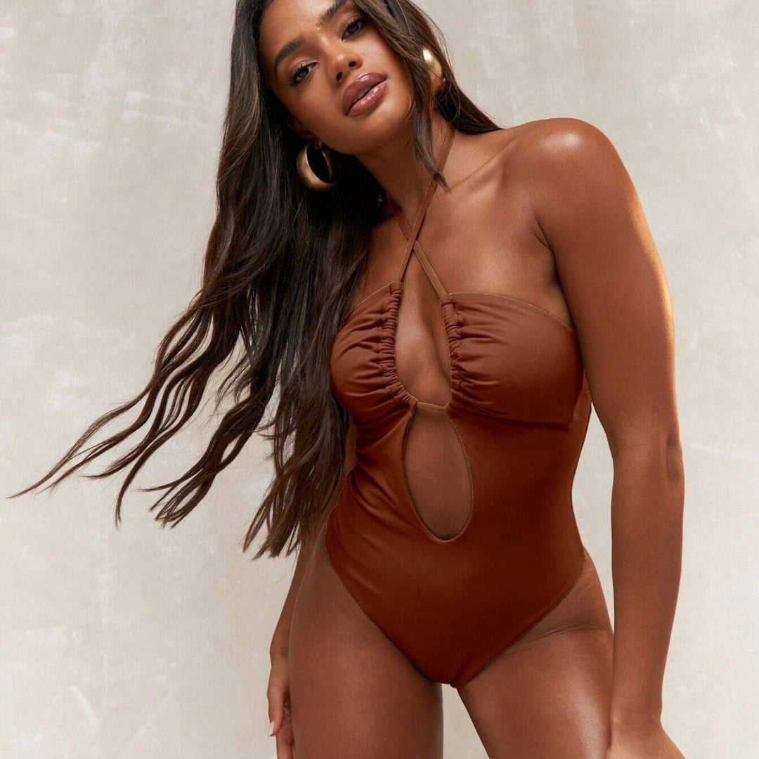 Women's One-Piece Swimsuit with Refined Gathering StylebySassy